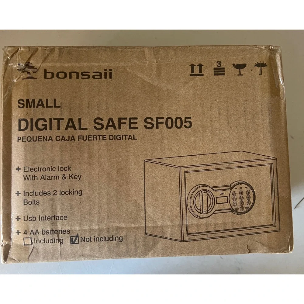 Bonsaii SF005 Small Digital Safe Electronic Keypad Lock with Alarm and Key Black